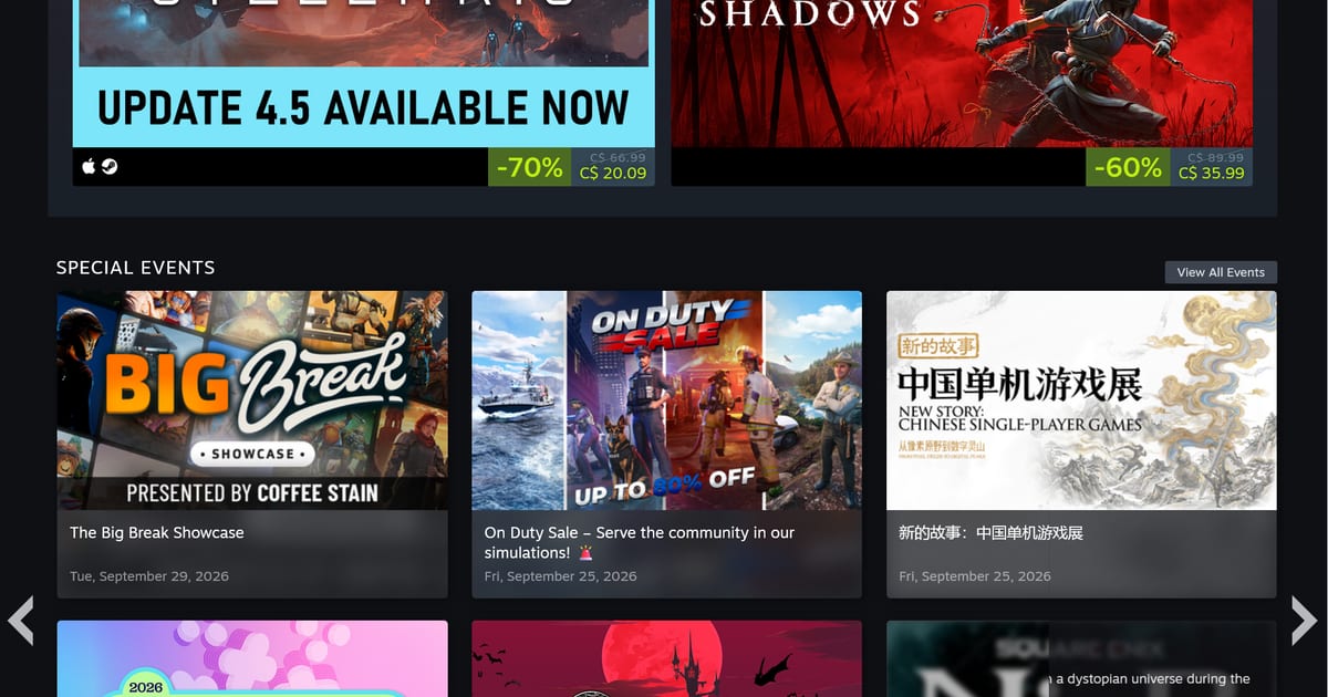Steam заменит курируемые «Скидки и мероприятия» персональ...